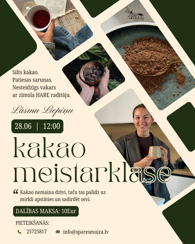 Kakao meistarklase Spāres muižā