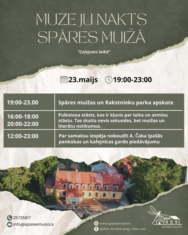 Muzeju nakts Spāres muižā "Ceļojums laikā"